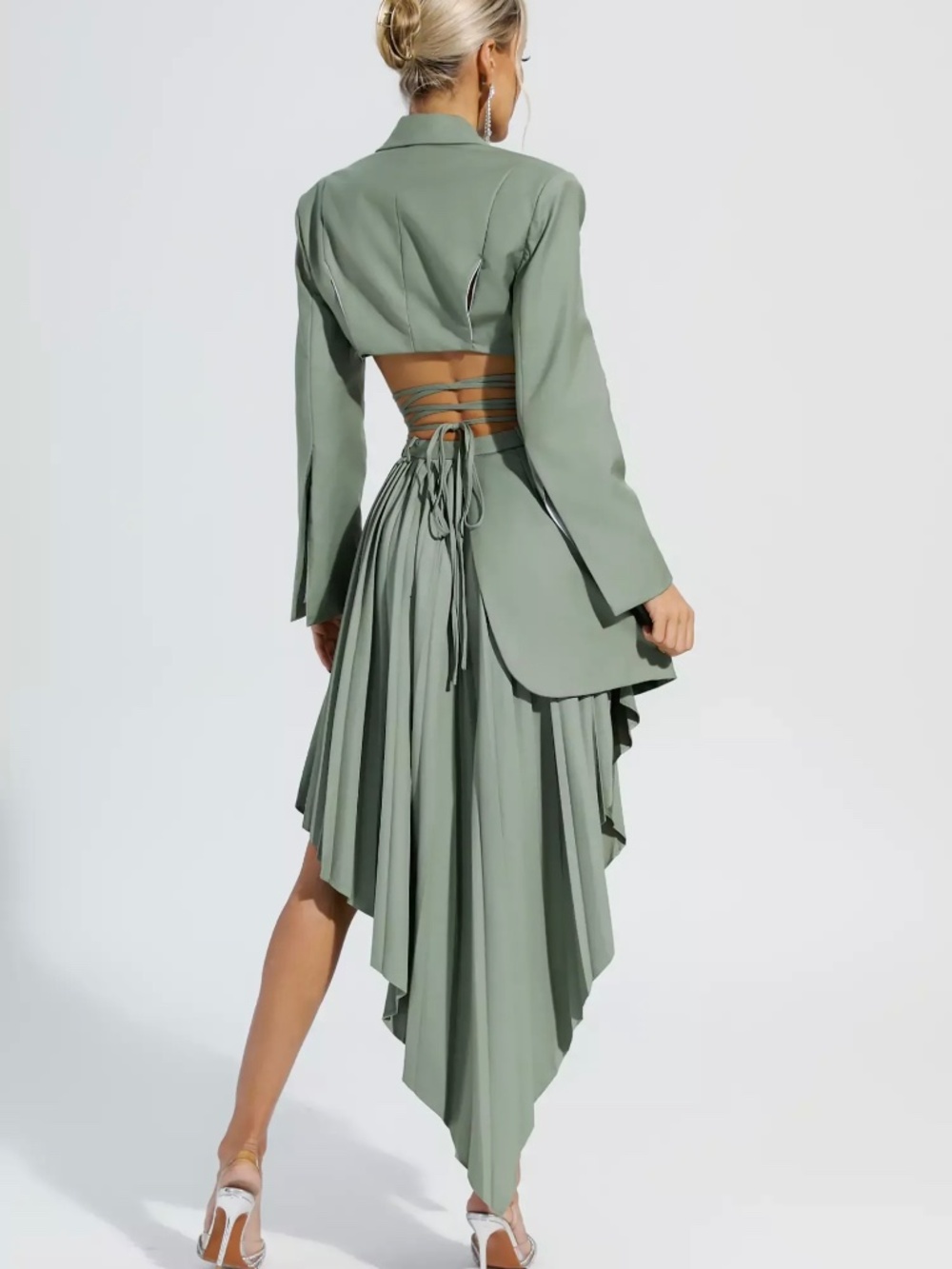 Myra Green Ruffle Blazer Set - Picture 2 of 6